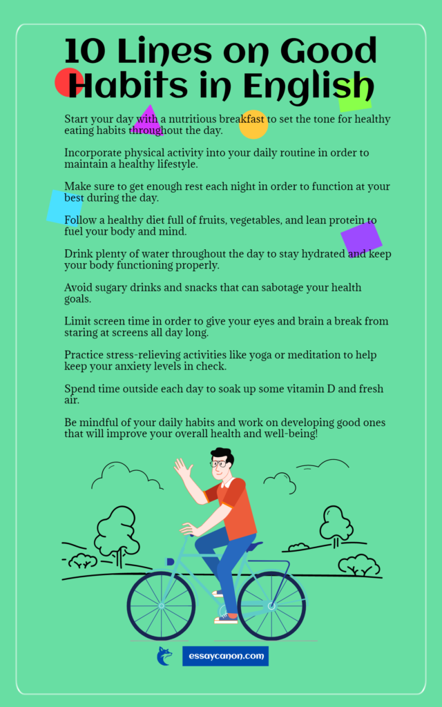 10 Lines on Good Habits in English