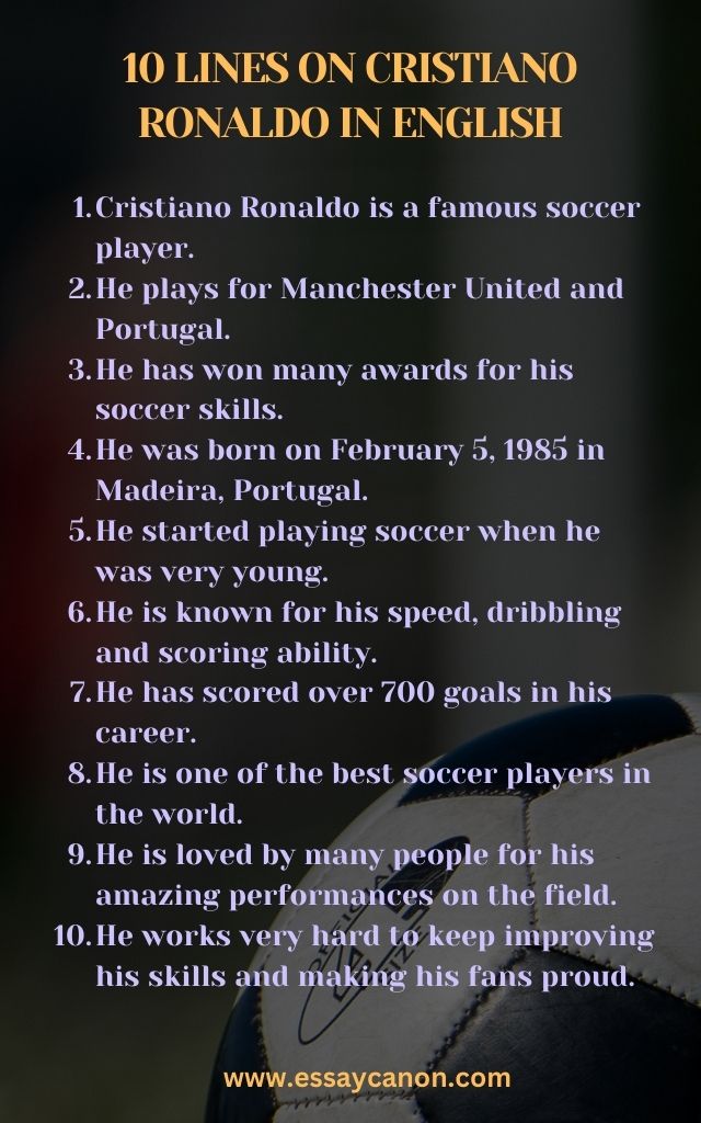 10 Lines On Cristiano Ronaldo In English